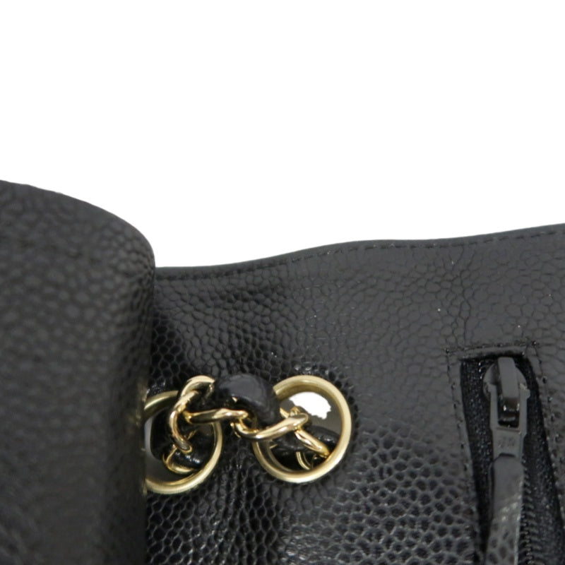 CHANEL Classic Matelasse Black Caviar Leather CF Flap Shoulder Bag With Gold Hardware