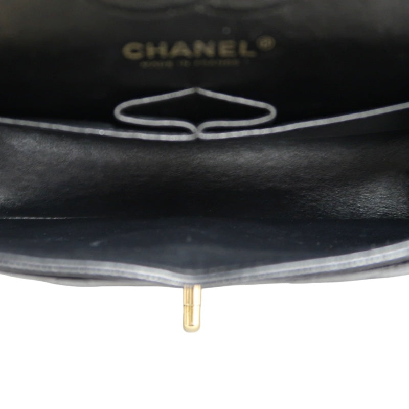 CHANEL Classic Matelasse Black Caviar Leather CF Flap Shoulder Bag With Gold Hardware