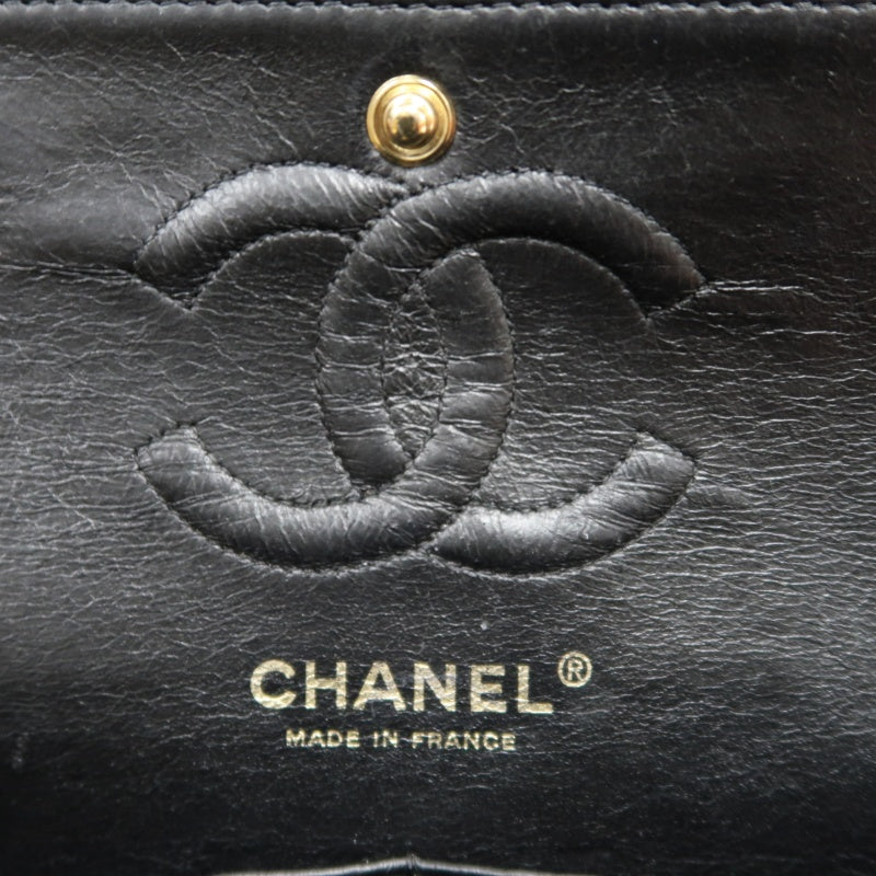 CHANEL Classic Matelasse Black Caviar Leather CF Flap Shoulder Bag With Gold Hardware