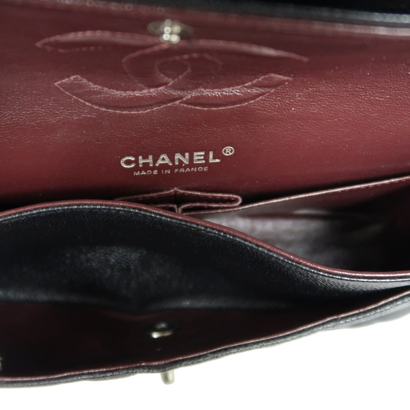 CHANEL Classic Matelasse Black Caviar Leather CF Flap Shoulder Bag With Silver Hardware