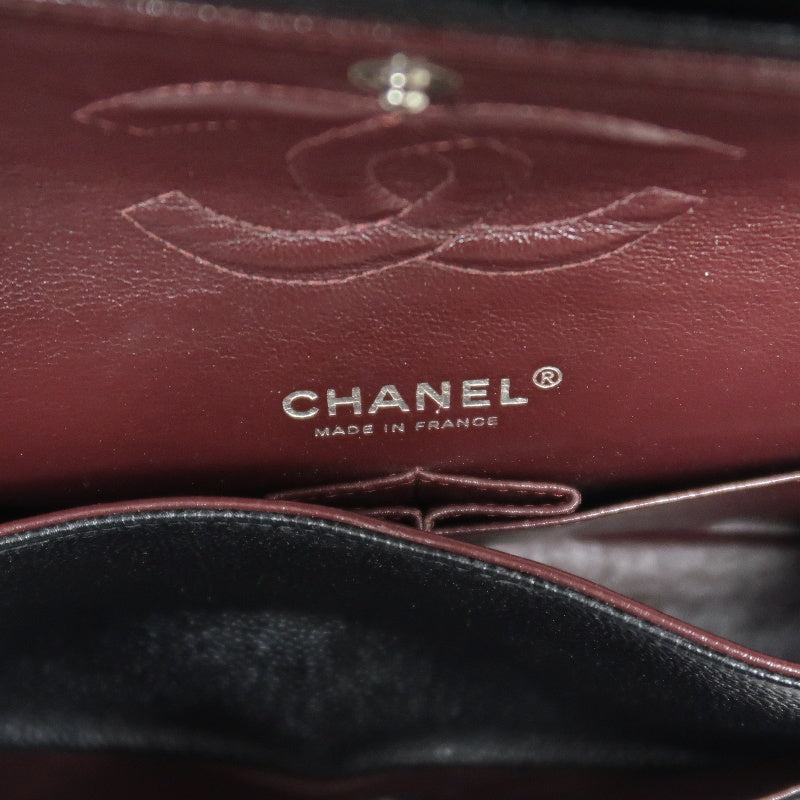 CHANEL Classic Matelasse Black Caviar Leather CF Flap Shoulder Bag With Silver Hardware