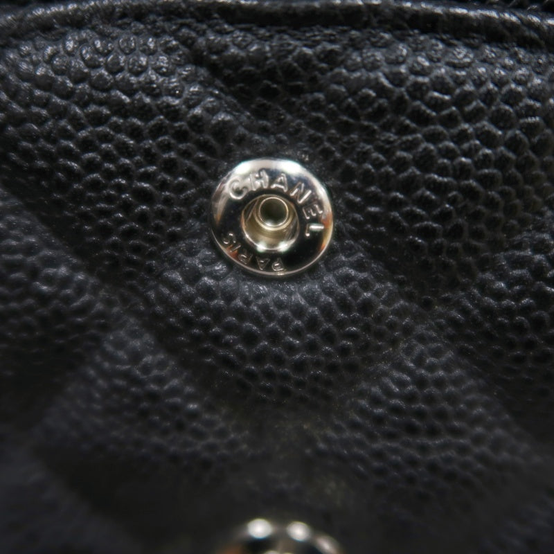 CHANEL Classic Matelasse Black Caviar Leather CF Flap Shoulder Bag With Silver Hardware