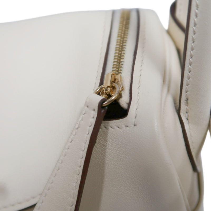HERMES Lindy Off-white Calfskin Leather Flap Crossbody Handbag With Gold Hardware