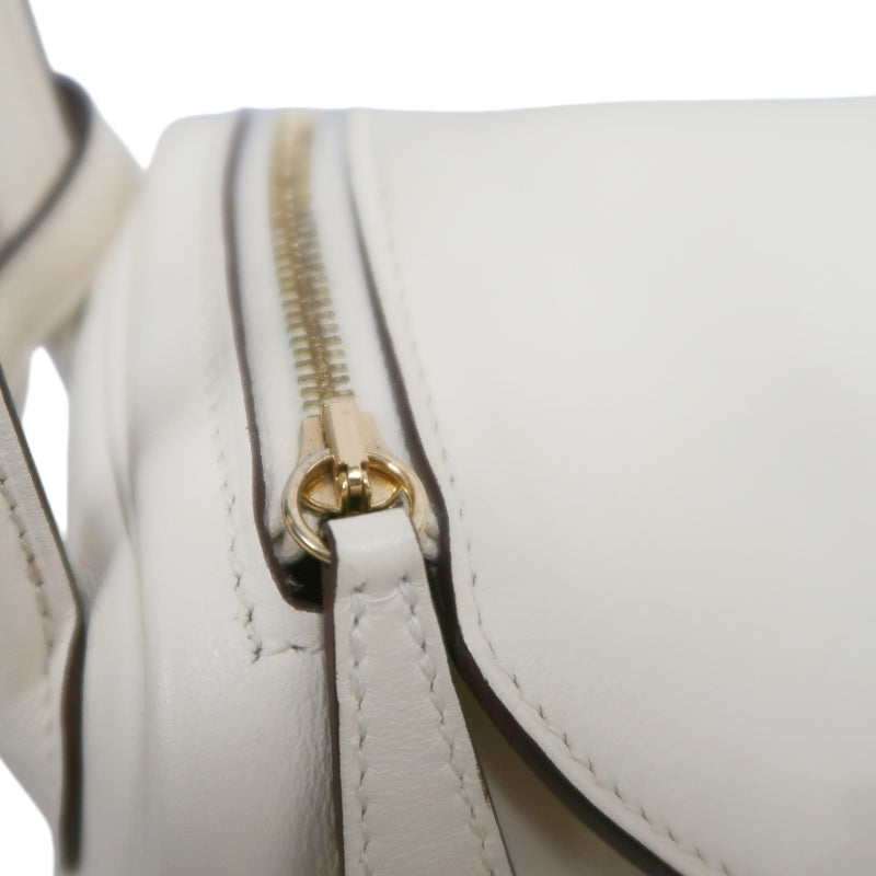 HERMES Lindy Off-white Calfskin Leather Flap Crossbody Handbag With Gold Hardware
