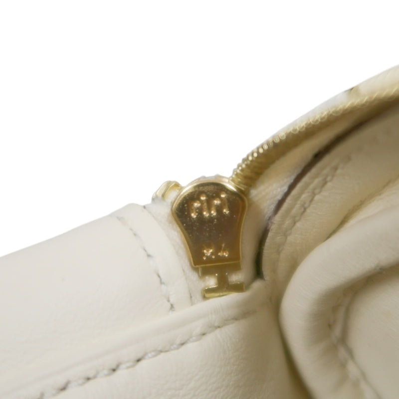 HERMES Lindy Off-white Calfskin Leather Flap Crossbody Handbag With Gold Hardware