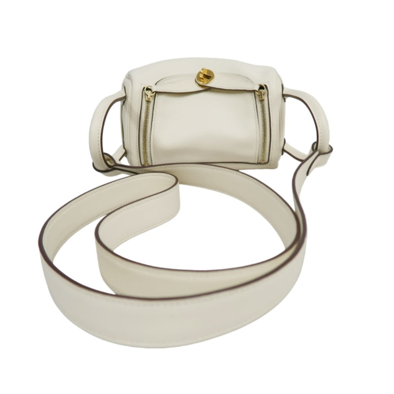 HERMES Lindy Off-white Calfskin Leather Flap Crossbody Handbag With Gold Hardware
