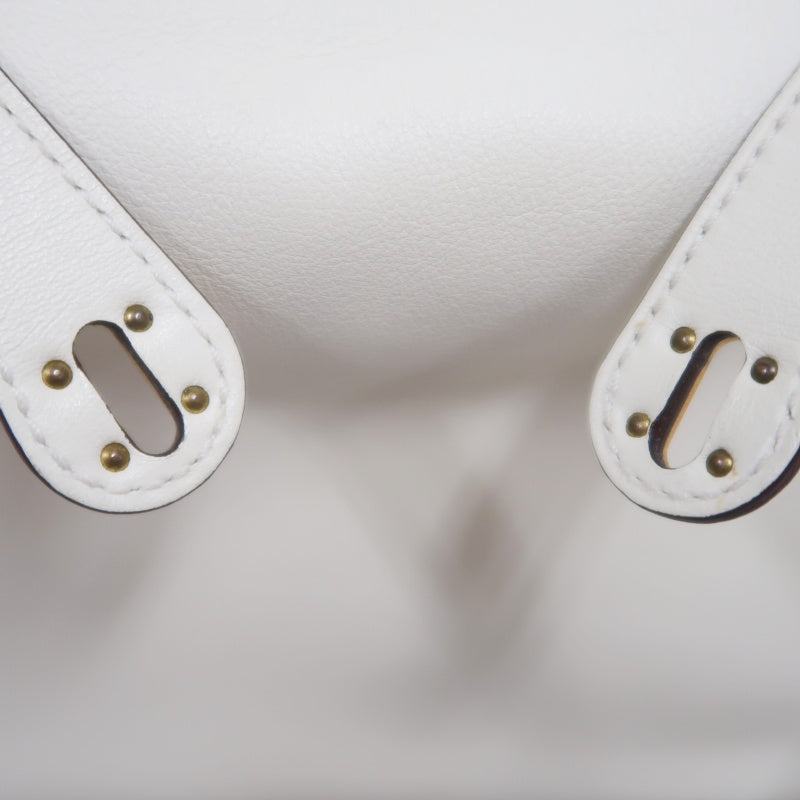 HERMES Lindy Off-white Calfskin Leather Flap Crossbody Handbag With Gold Hardware