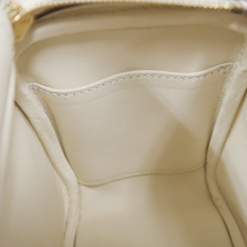 HERMES Lindy Off-white Calfskin Leather Flap Crossbody Handbag With Gold Hardware