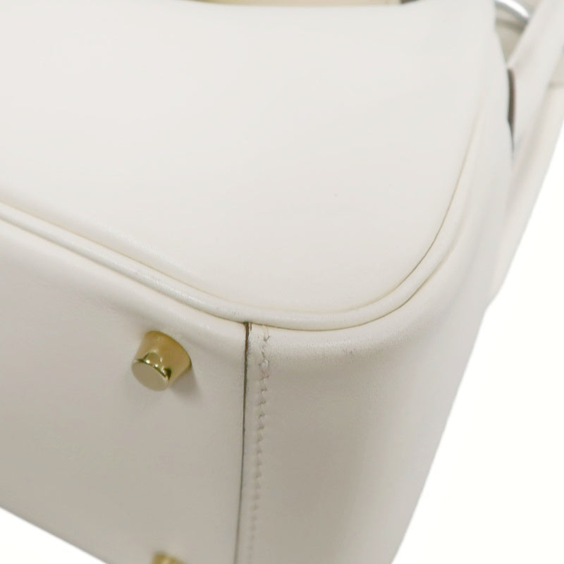 HERMES Lindy Off-white Calfskin Leather Flap Crossbody Handbag With Gold Hardware