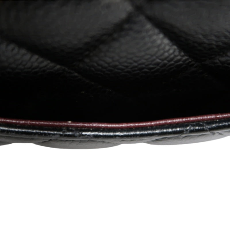 CHANEL Classic Matelasse Black Caviar Leather CF Flap Shoulder Bag With Silver Hardware