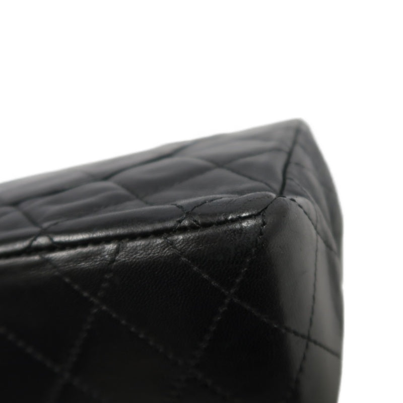 CHANEL Paris Limited Matelasse Black Lambskin Leather Quilted Flap Chain Crossbody Bag With Gold Hardware