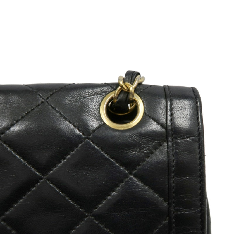 CHANEL Paris Limited Matelasse Black Lambskin Leather Quilted Flap Chain Crossbody Bag With Gold Hardware