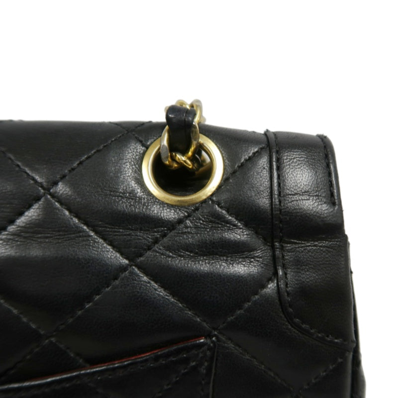CHANEL Paris Limited Matelasse Black Lambskin Leather Quilted Flap Chain Crossbody Bag With Gold Hardware