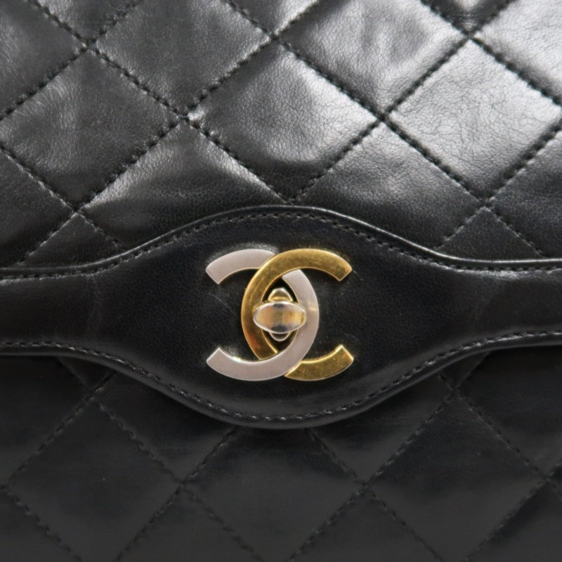CHANEL Paris Limited Matelasse Black Lambskin Leather Quilted Flap Chain Crossbody Bag With Gold Hardware