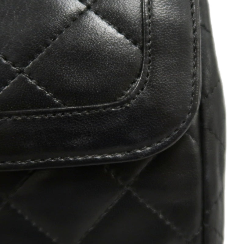 CHANEL Paris Limited Matelasse Black Lambskin Leather Quilted Flap Chain Crossbody Bag With Gold Hardware
