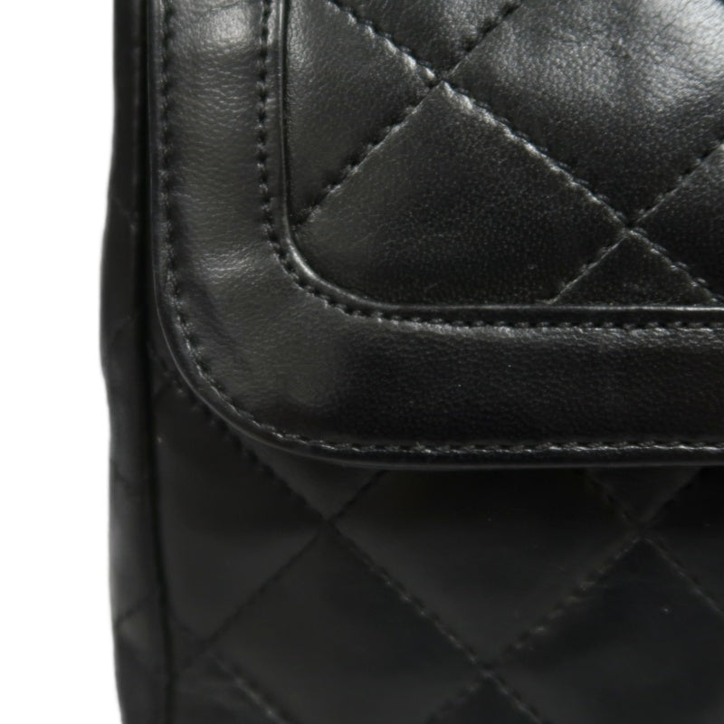 CHANEL Paris Limited Matelasse Black Lambskin Leather Quilted Flap Chain Crossbody Bag With Gold Hardware