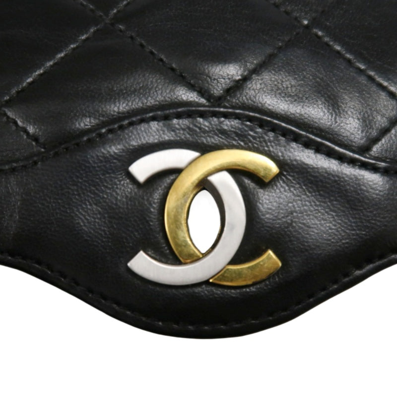 CHANEL Paris Limited Matelasse Black Lambskin Leather Quilted Flap Chain Crossbody Bag With Gold Hardware