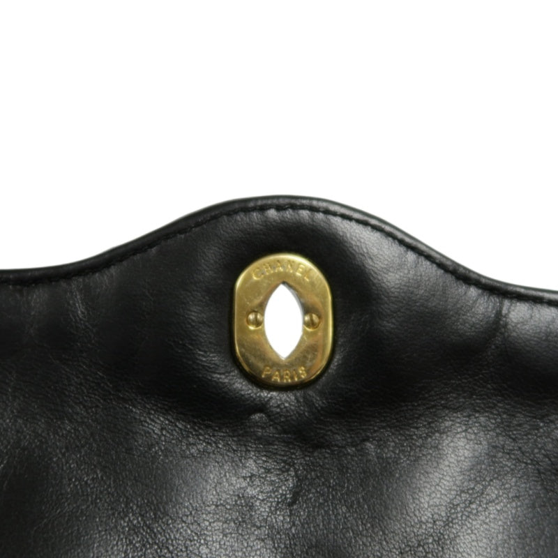 CHANEL Paris Limited Matelasse Black Lambskin Leather Quilted Flap Chain Crossbody Bag With Gold Hardware