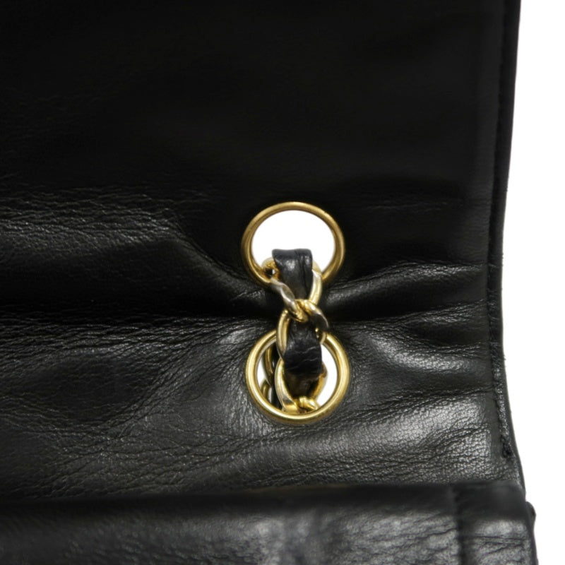 CHANEL Paris Limited Matelasse Black Lambskin Leather Quilted Flap Chain Crossbody Bag With Gold Hardware