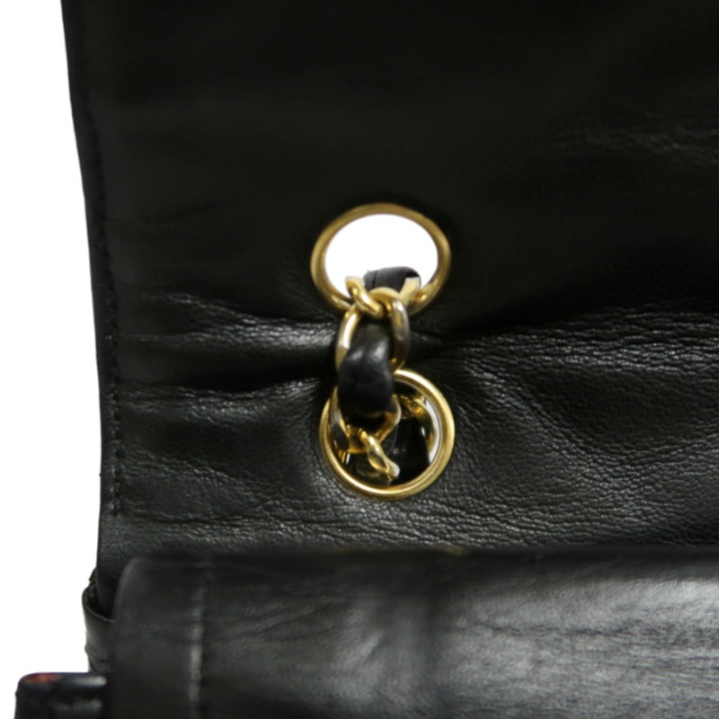 CHANEL Paris Limited Matelasse Black Lambskin Leather Quilted Flap Chain Crossbody Bag With Gold Hardware