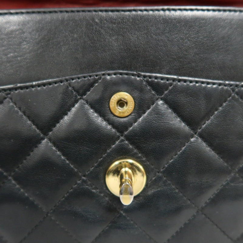 CHANEL Paris Limited Matelasse Black Lambskin Leather Quilted Flap Chain Crossbody Bag With Gold Hardware