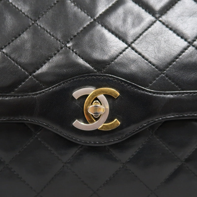 CHANEL Paris Limited Matelasse Black Lambskin Leather Quilted Flap Chain Crossbody Bag With Gold Hardware
