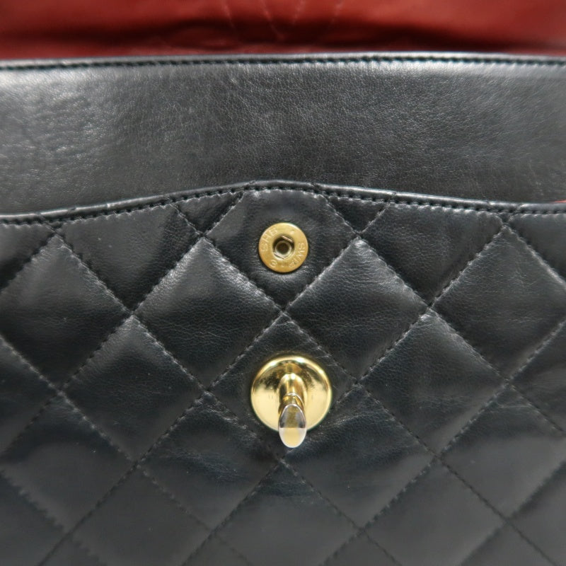 CHANEL Paris Limited Matelasse Black Lambskin Leather Quilted Flap Chain Crossbody Bag With Gold Hardware