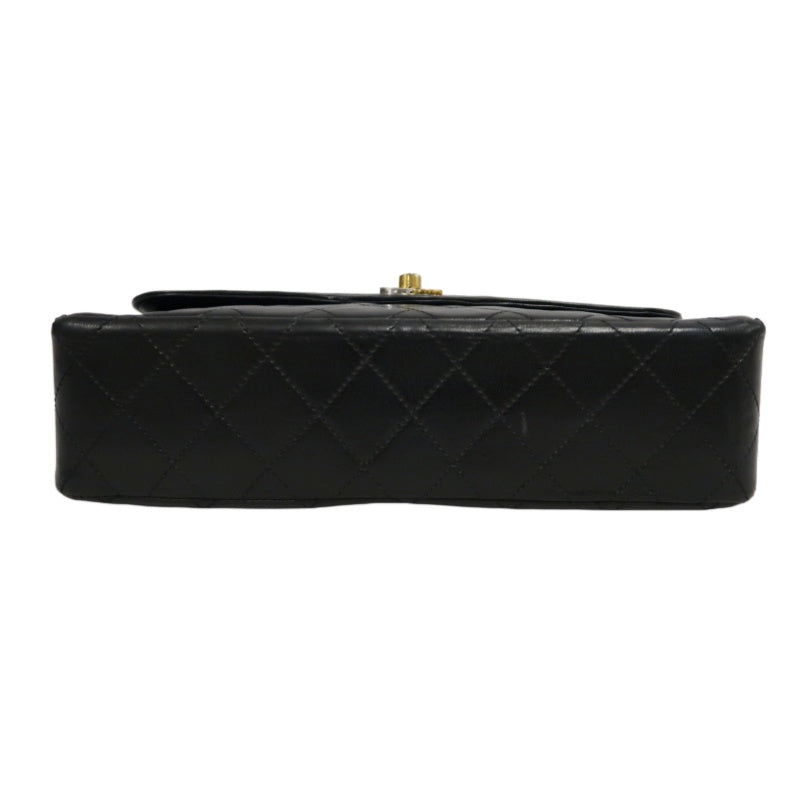 CHANEL Paris Limited Matelasse Black Lambskin Leather Quilted Flap Chain Crossbody Bag With Gold Hardware