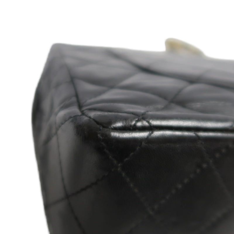 CHANEL Paris Limited Matelasse Black Lambskin Leather Quilted Flap Chain Crossbody Bag With Gold Hardware