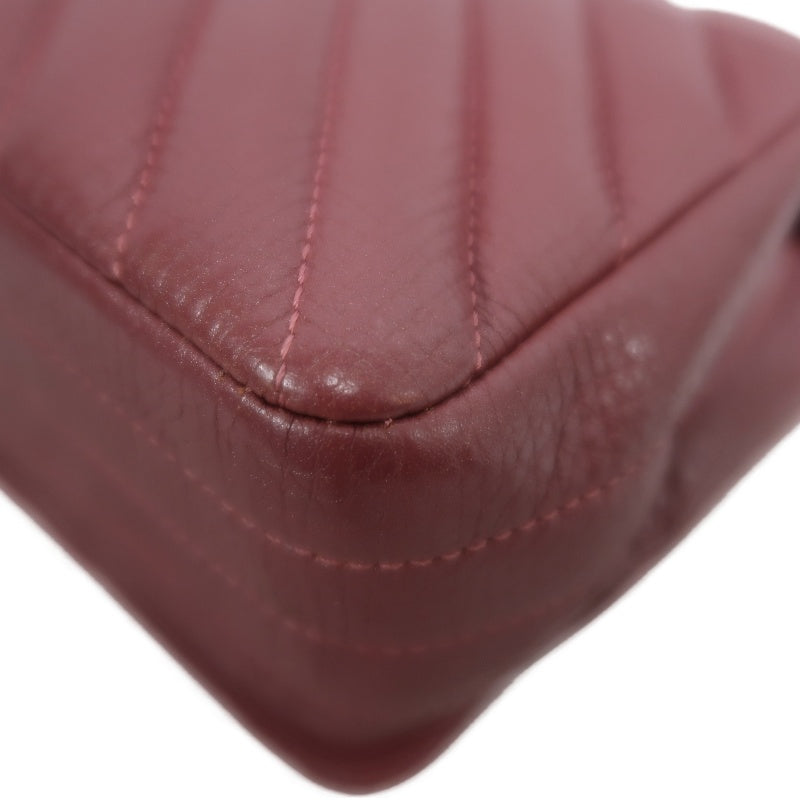 CHANEL Chevron V-stitch Red Calfskin Leather Flap Chain Crossbody Bag With Gold Hardware