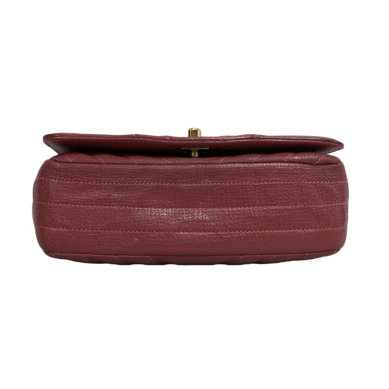 CHANEL Chevron V-stitch Red Calfskin Leather Flap Chain Crossbody Bag With Gold Hardware