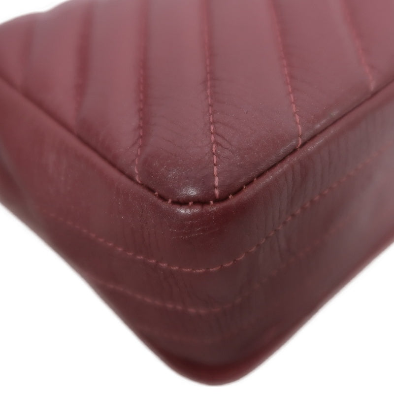 CHANEL Chevron V-stitch Red Calfskin Leather Flap Chain Crossbody Bag With Gold Hardware