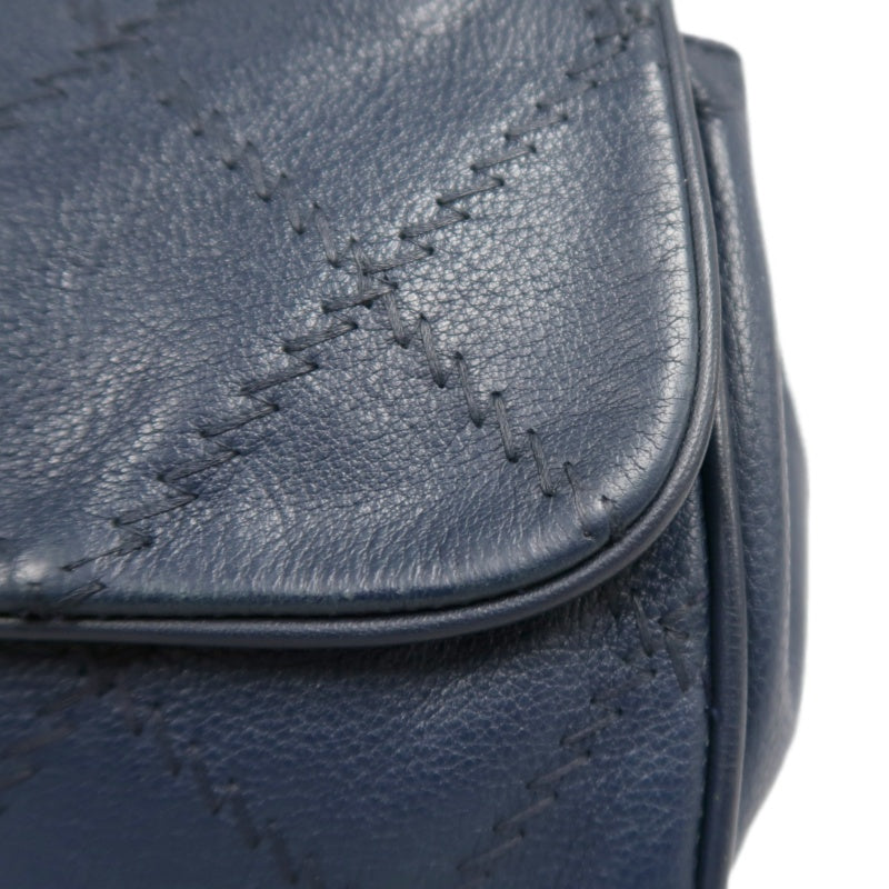 CHANEL Quilted Blue Calfskin Leather Flap Chain Crossbody Bag With Silver Hardware