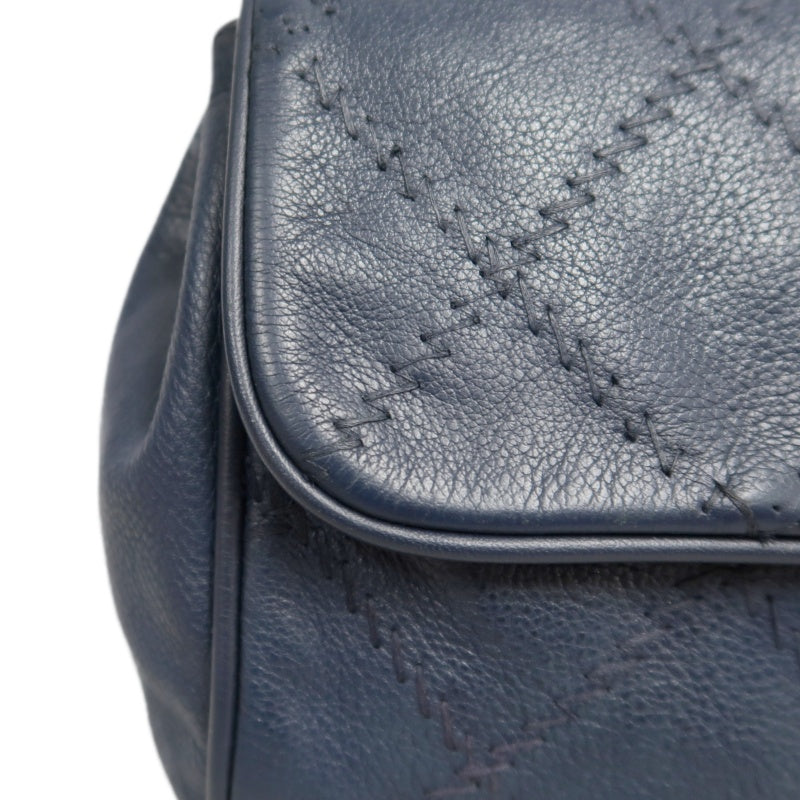 CHANEL Quilted Blue Calfskin Leather Flap Chain Crossbody Bag With Silver Hardware