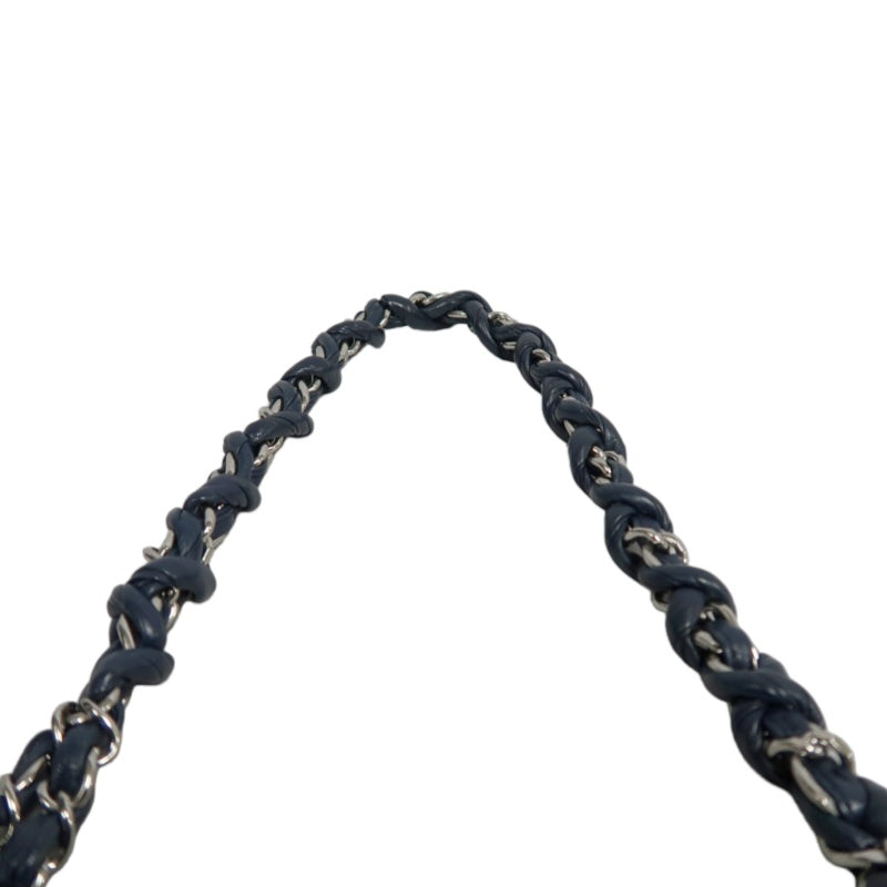 CHANEL Quilted Blue Calfskin Leather Flap Chain Crossbody Bag With Silver Hardware
