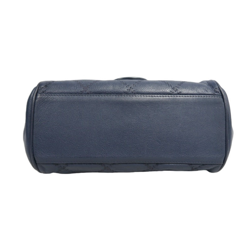 CHANEL Quilted Blue Calfskin Leather Flap Chain Crossbody Bag With Silver Hardware