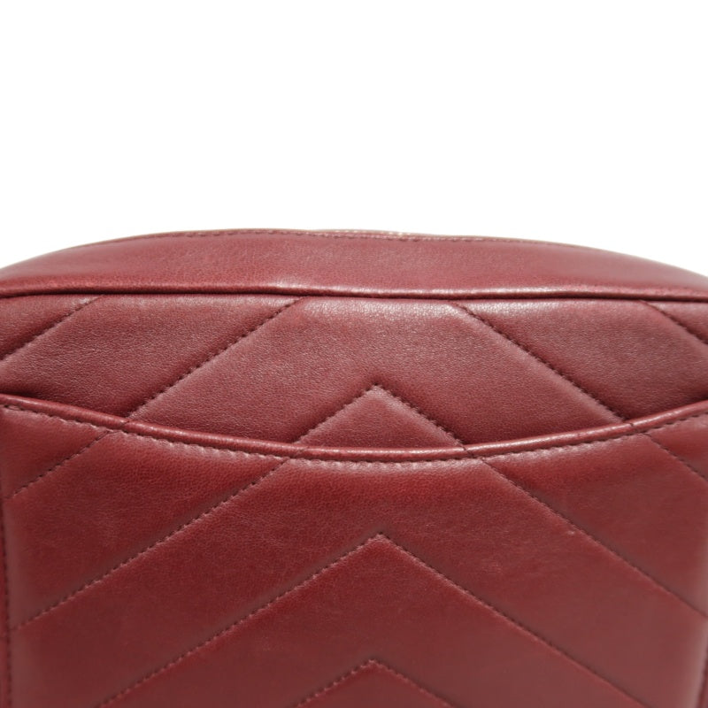 CHANEL Chevron V-stitch Red Calfskin Leather Flap Chain Crossbody Bag With Gold Hardware