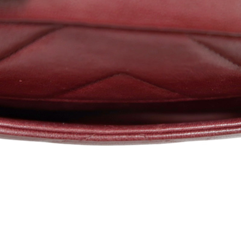 CHANEL Chevron V-stitch Red Calfskin Leather Flap Chain Crossbody Bag With Gold Hardware