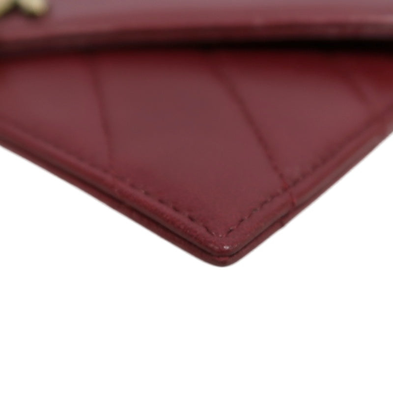 CHANEL Chevron V-stitch Red Calfskin Leather Flap Chain Crossbody Bag With Gold Hardware