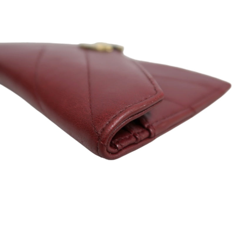CHANEL Chevron V-stitch Red Calfskin Leather Flap Chain Crossbody Bag With Gold Hardware