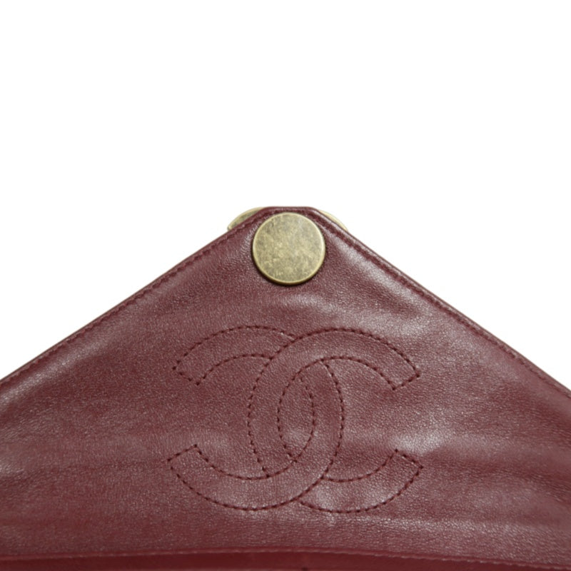 CHANEL Chevron V-stitch Red Calfskin Leather Flap Chain Crossbody Bag With Gold Hardware
