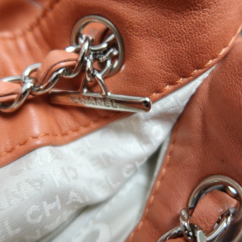 CHANEL Classic Matelasse Wild Stitch Orange Calfskin Leather Quilted Drawstring Bucket Shoulder Bag With Silver Hardware