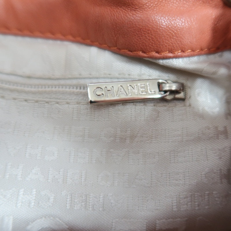 CHANEL Classic Matelasse Wild Stitch Orange Calfskin Leather Quilted Drawstring Bucket Shoulder Bag With Silver Hardware