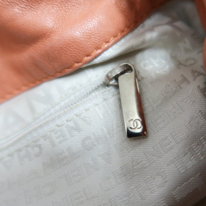 CHANEL Classic Matelasse Wild Stitch Orange Calfskin Leather Quilted Drawstring Bucket Shoulder Bag With Silver Hardware