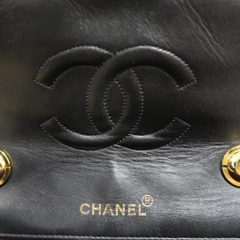 CHANEL Chevron Striped Black Lambskin Leather Flap Crossbody Bag With Gold Hardware