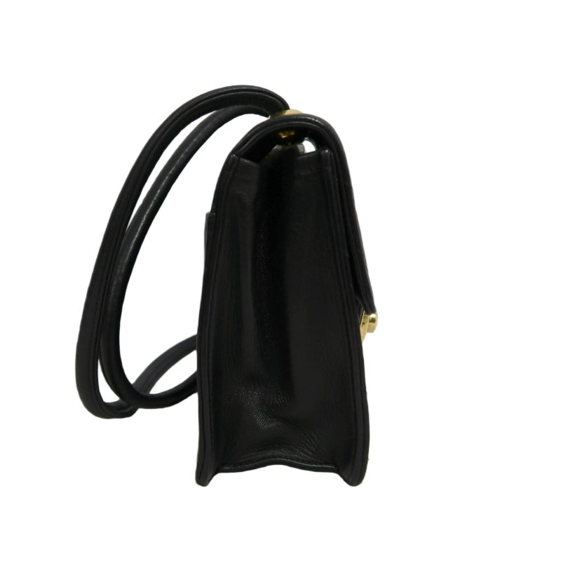 CHANEL Chevron Striped Black Lambskin Leather Flap Crossbody Bag With Gold Hardware