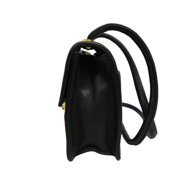 CHANEL Chevron Striped Black Lambskin Leather Flap Crossbody Bag With Gold Hardware