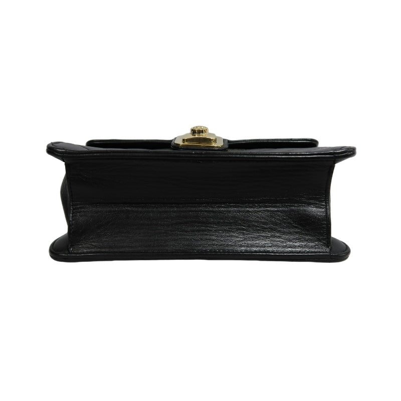 CHANEL Chevron Striped Black Lambskin Leather Flap Crossbody Bag With Gold Hardware
