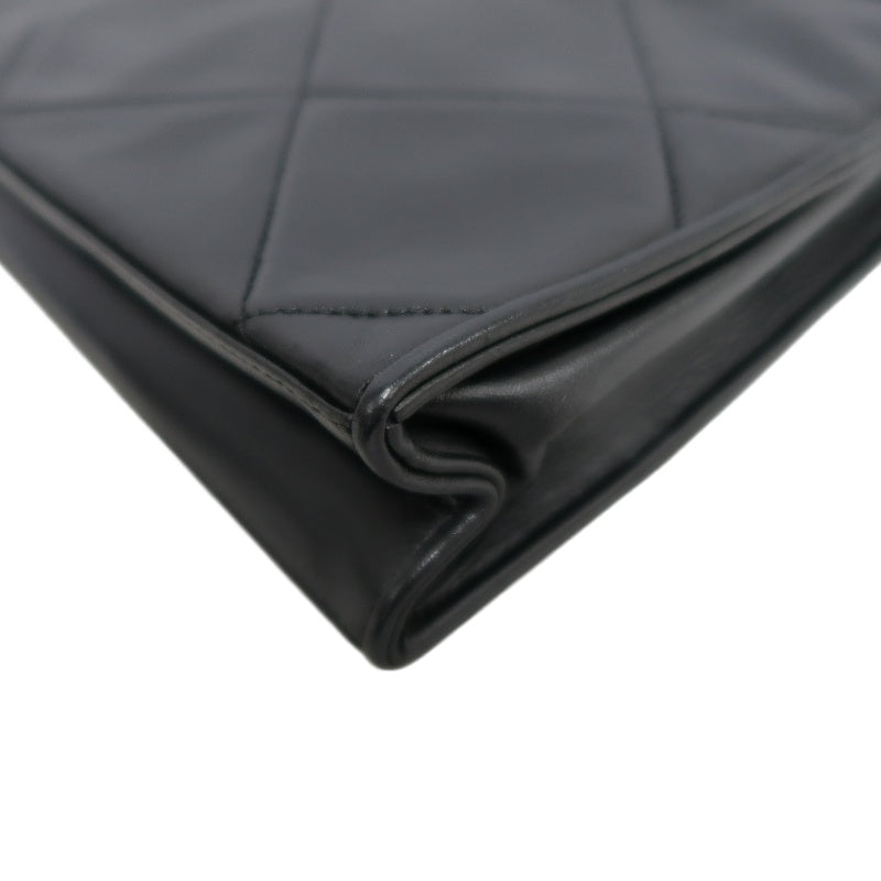 CHANEL Classic Matelasse Black Lambskin Leather Quilted Flap Crossbody Bag