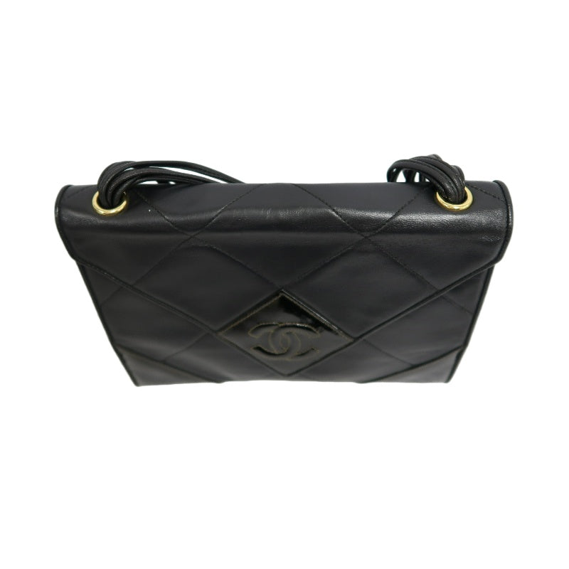 CHANEL Classic Matelasse Black Lambskin Leather Quilted Flap Crossbody Bag